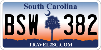 SC license plate BSW382
