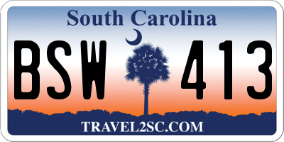 SC license plate BSW413