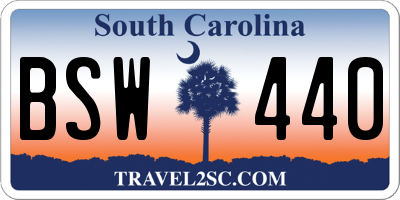SC license plate BSW440