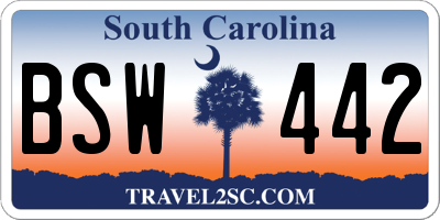 SC license plate BSW442