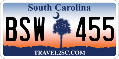 SC license plate BSW455