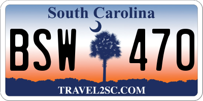 SC license plate BSW470