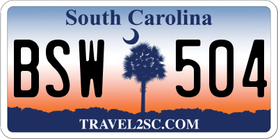 SC license plate BSW504