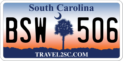 SC license plate BSW506