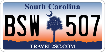 SC license plate BSW507