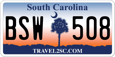 SC license plate BSW508