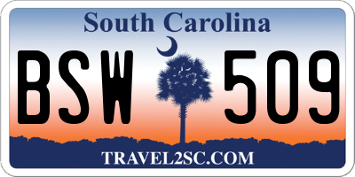 SC license plate BSW509