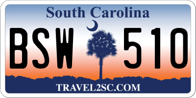 SC license plate BSW510