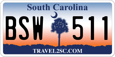 SC license plate BSW511