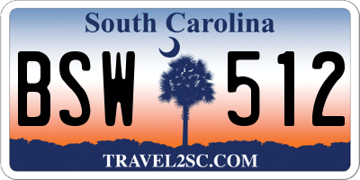 SC license plate BSW512