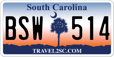 SC license plate BSW514