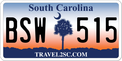 SC license plate BSW515