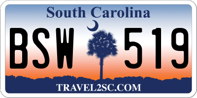 SC license plate BSW519