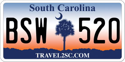 SC license plate BSW520
