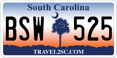 SC license plate BSW525