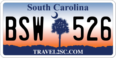 SC license plate BSW526