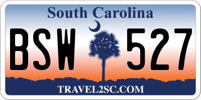 SC license plate BSW527
