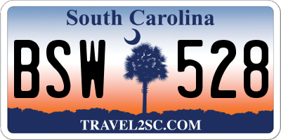 SC license plate BSW528