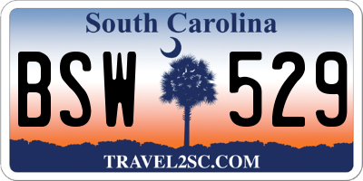 SC license plate BSW529