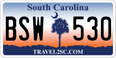 SC license plate BSW530