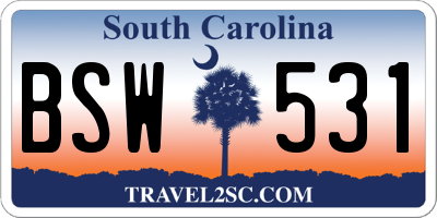 SC license plate BSW531