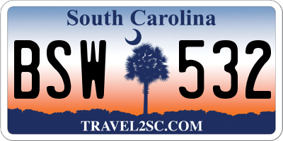 SC license plate BSW532