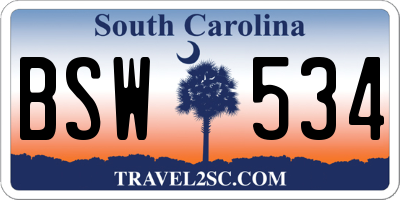 SC license plate BSW534