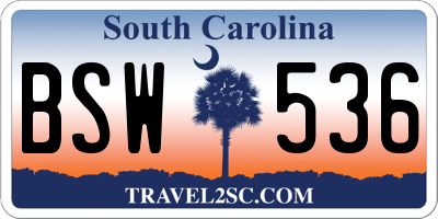 SC license plate BSW536