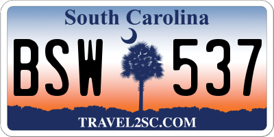 SC license plate BSW537