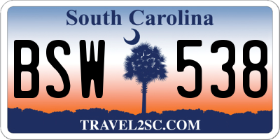 SC license plate BSW538