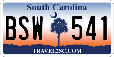 SC license plate BSW541