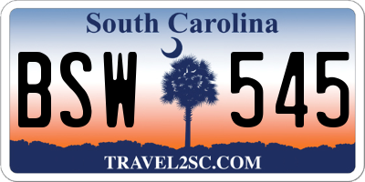 SC license plate BSW545
