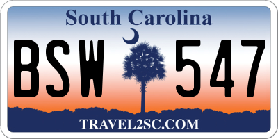 SC license plate BSW547