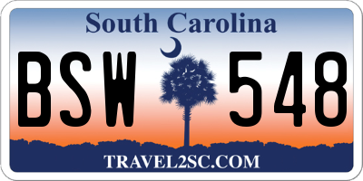SC license plate BSW548