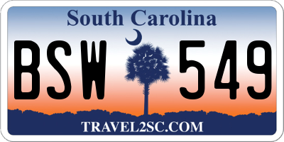 SC license plate BSW549