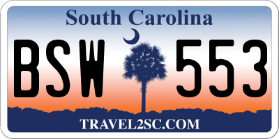 SC license plate BSW553