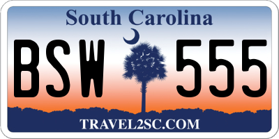 SC license plate BSW555