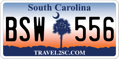 SC license plate BSW556
