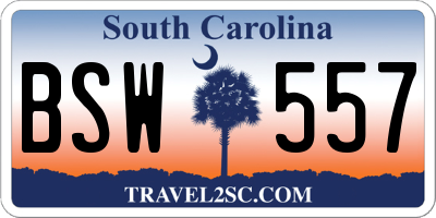 SC license plate BSW557