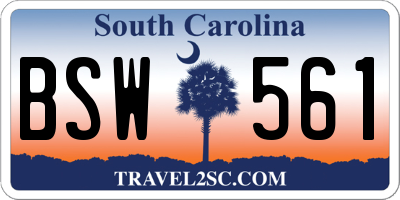 SC license plate BSW561