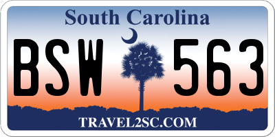 SC license plate BSW563