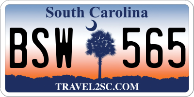 SC license plate BSW565