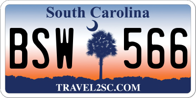 SC license plate BSW566