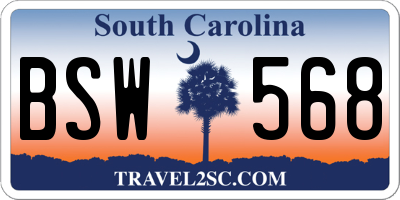 SC license plate BSW568
