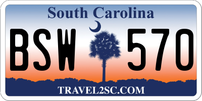 SC license plate BSW570