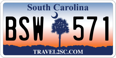 SC license plate BSW571