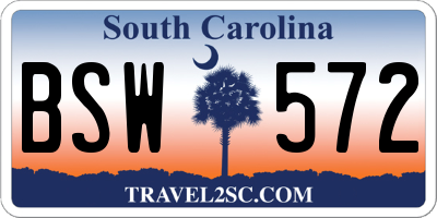 SC license plate BSW572