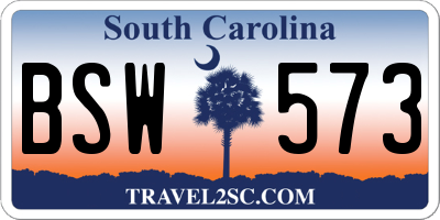 SC license plate BSW573