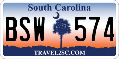 SC license plate BSW574