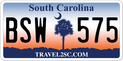 SC license plate BSW575